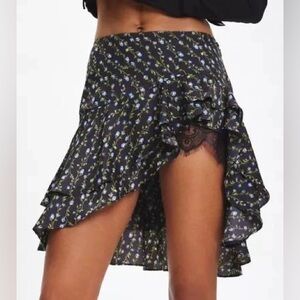 UO Satin High Low Skirt